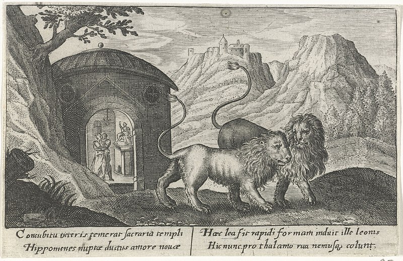 File:Atalanta en Hippomenes in leeuwen veranderd Metamorfosen van Ovidius (serietitel), RP-P-OB-15.962.jpg
