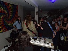 Plastic Lemonade performing at a basement show in Athens, Ohio in 2022 Athens House Show.jpg