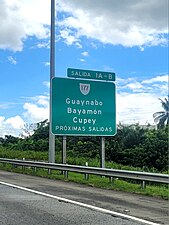 PR-52 south approaching exits 1A-B to PR-177 in Monacillo Urbano, San Juan