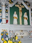 Kristi korsfästelse.Centralmotivet i altaruppsatsen.