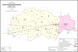 Map showing Tarauna (#157) in Bahadurpur CD block