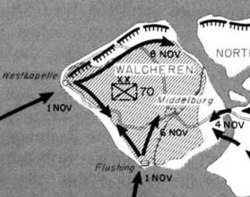 Map of the inundated areas on Walcheren Battle of the Scheldt flooded Walcheren.jpg