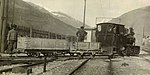 Bau-Dampflokomotive 'Simplon No. 4' von Orenstein & Koppel (Werks-Nr. 2448 von 1908) im Einsatz auf der Seite Brig, Kreuzung von Geleise II mit Schmalspur, 1913-1914. In Simplontunnel II, 1913-1921.jpg