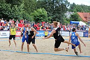 Deutsch: Beachhandball Europameisterschaften 2019 (Beach handball Euro); Tag 3: 4. Juli 2019 – Männer, Hauptrunde Gruppe I, Serbien-Deutschland 2:1 (14:25, 20:18, 7:6) English: Beach handball Euro; Day 3: 4 July 2019 – Men Main Round Group I – Serbia-Germany 2:1 (14:25, 20:18, 7:6)