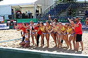 Deutsch: Beachhandball Europameisterschaften 2019 (Beach handball Euro); Tag 3: 4. Juli 2019 – Frauen, Hauptrunde Gruppe II, Deutschland-Spanien 1:2 (18:24, 24:14, 8:9) English: Beach handball Euro; Day 3: 4 July 2019 – Women Main Round Group II – Germany-Spain 1:2 (18:24, 24:14, 8:9)