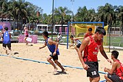 Deutsch: Beachhandball bei den Olympischen Jugendspielen 2018; Tag 4, 10. Oktober 2018; Jungs, Vorrunde, Gruppe A - Chinese Taipei (Taiwan)-Thailand 0:2 English: Beach handball at the 2018 Summer Youth Olympics at 10 October 2018 – Boys Preliminary Round Group A‎ – Chinese Taipei-Thailand 0:2