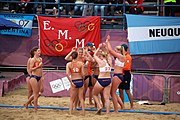 Deutsch: Beachhandball bei den Olympischen Jugendspielen 2018; Tag 5, 10. November 2018; Mädchen, Hauptrunde - Chinese Taipei (Taiwan)-Niederlande 1:2 English: Beach handball at the 2018 Summer Youth Olympics at 11 October 2018 – Girls Main Round – Chinese Taipei (Taiwan)-Netherlands 1:2