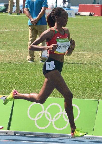 Chepkoech competes in her specialist event at the 2016 Rio Olympics, finishing fourth.