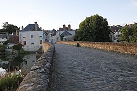 Vue vers Beaumont-sur-Sarthe, la rive droite en aval.