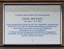 Berliner Gedenktafel Heylstr 29 (Schön) Inge Meysel.jpg