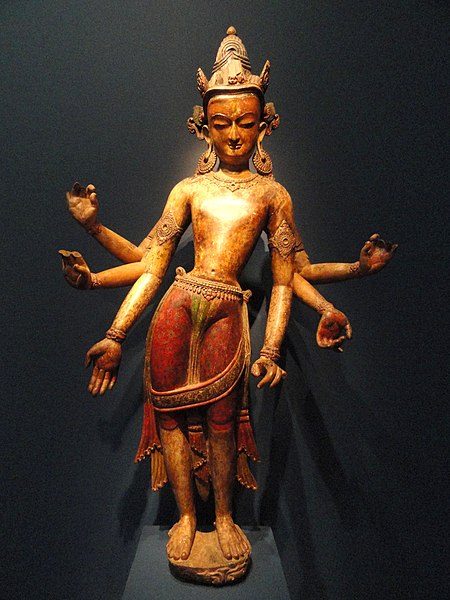 File:Bodhisattva White Avalokiteshvara (Amoghapasha Lokeshvara), early Malla period, 14th century, Nepal, polychromed wood - Freer Gallery of Art - DSC05217.JPG