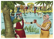 God Made the Water Fit To Drink (1984 illustration by Jim Padgett, courtesy of Distant Shores Media/Sweet Publishing) Book of Exodus Chapter 16-3 (Bible Illustrations by Sweet Media).jpg