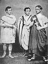 Left to right: Booth with brothers Edwin and Junius, Jr. in Julius Caesar