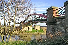 Broughton Bridge is an inverted suspension bridge