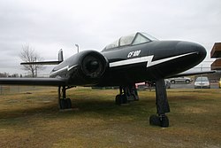 A CF-100 Mk.3 painted as the CF-100 prototype, on display at the Calgary AeroSpace Museum.