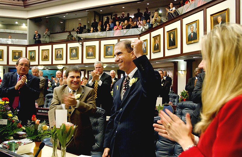 File:Carey Baker responds to applause from colleagues.jpg