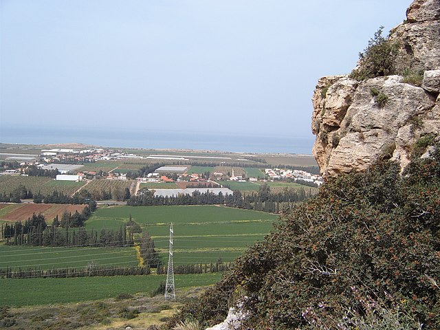 The view from Mount Carmel across the Coastal Plain to the Mediterranean Sea
