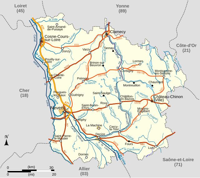 Carte de la Nièvre