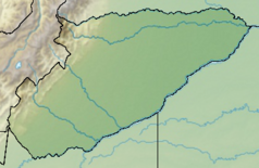 Mapa konturowa Casanare, po lewej znajduje się punkt z opisem „Yopal”