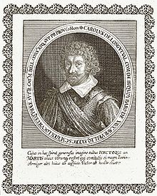 Karel Bonaventura na rytině z Theatrum Europaeum
