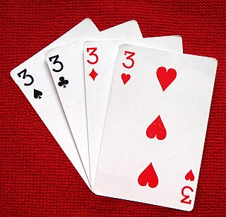 <span class="mw-page-title-main">Set (cards)</span> In card games, a combination of three or more cards of the same rank