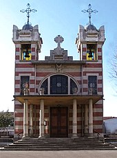 The Leumann Village church, one of the very few in the world in the Art Nouveau style Chiesa Leumann.jpg