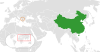 Location map for China and North Macedonia.