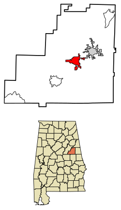 Location of Ashland in Clay County, Alabama.