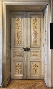 Door with arabesques painted on it, in the Dimitrie Sturdza House from Bucharest (Romania)