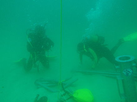 Commercial diver training at Kalk Bay harbour off the sea wall