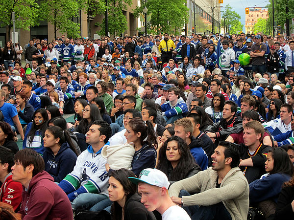 Fans watching the finals in Vancouver