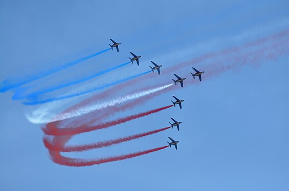 The Patrouille de France during an exhibition at Pornic, France