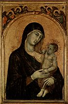 Miniatura Madonna col il Bambino e sei angeli