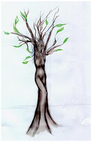 un albero con una silhouette femminile