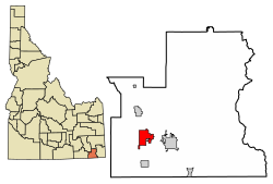 Location of Dayton in Franklin County, Idaho.
