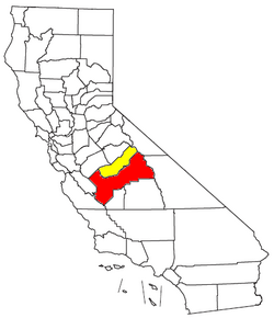 Mapa da região metropolitana de Fresno ou Grande Fresno