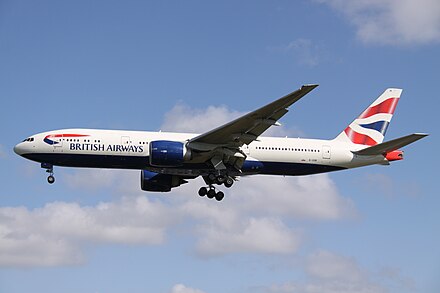 A 777-200ER of British Airways, its launch operator