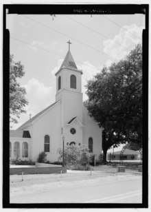 View of the church from the Historic American Buildings Survey, date unknown General view looking from the east northeast - St. Augustine Roman Catholic Church, Highway 484, Melrose, Natchitoches Parish, LA HABS LA-1316-2.tif