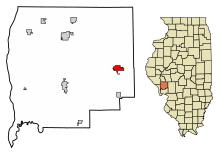 Greene County Illinois Incorporated ve Unincorporated alanlar Greenfield Highlighted.svg