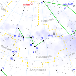 Cassiopeia takımyıldızı map.png içinde HD 7924