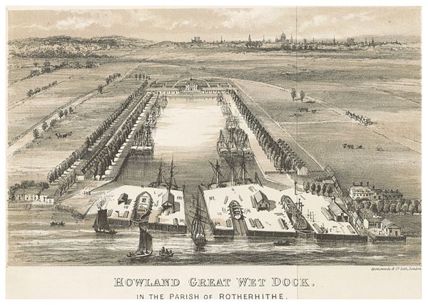 Howlands Dock in the parish of Rotherhithe (c.1850)