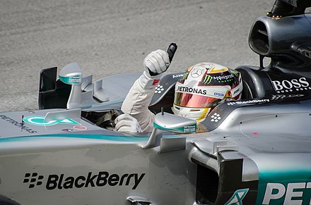 Lewis Hamilton celebrates winning the 2015 Canadian Grand Prix