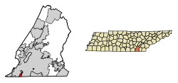 Location of Lookout Mountain in Hamilton County, Tennessee.