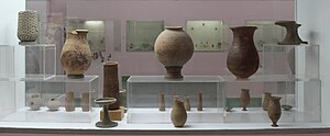 A view of the pottery from the Harappan gallery Harappn artefacts nm india 01.JPG