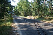 English: Level crossing in Hel Bór. Polski: Przejazd kolejowy w Helu Borze.