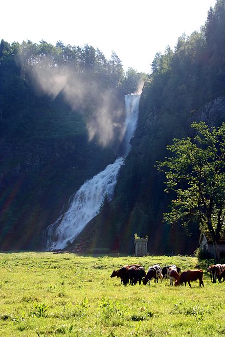Huldefossen waterfall at E39