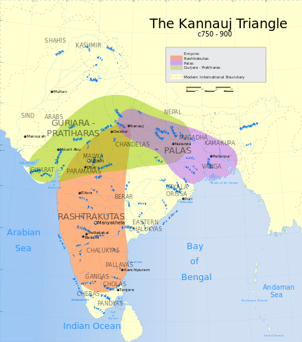 During the period of the Tripartite Struggle (7–12th centuries), most major and minor Indian dynasties gradually shifted their support towards various forms of Hinduism or Jainism (with the exception of the Palas).[23]