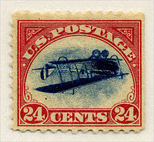 The "Inverted Jenny", issued in 1918. Inverted Jenny.jpg