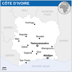 Mapa Wybrzeża Kości Słoniowej