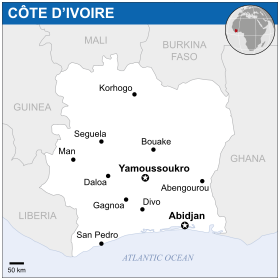 Mapa República da Costa do Marfim